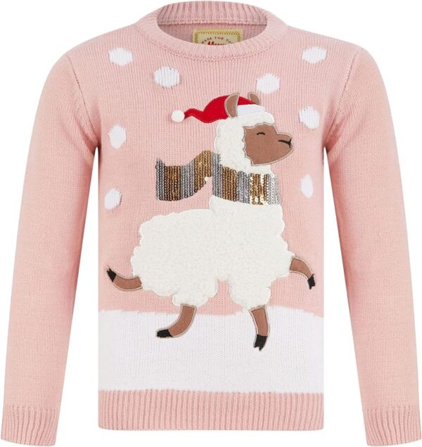 cute girls llama pink christmas jumper sweater