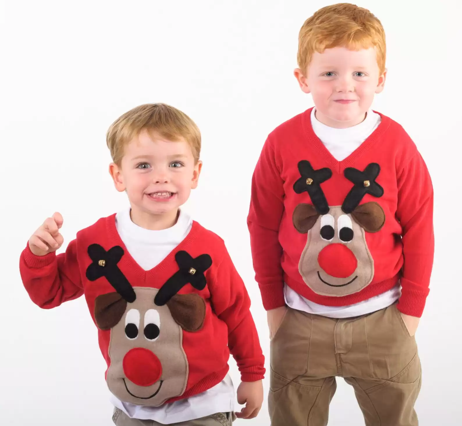 Kids Rudolph Reindeer Christmas Sweater with Squeaker and Bells