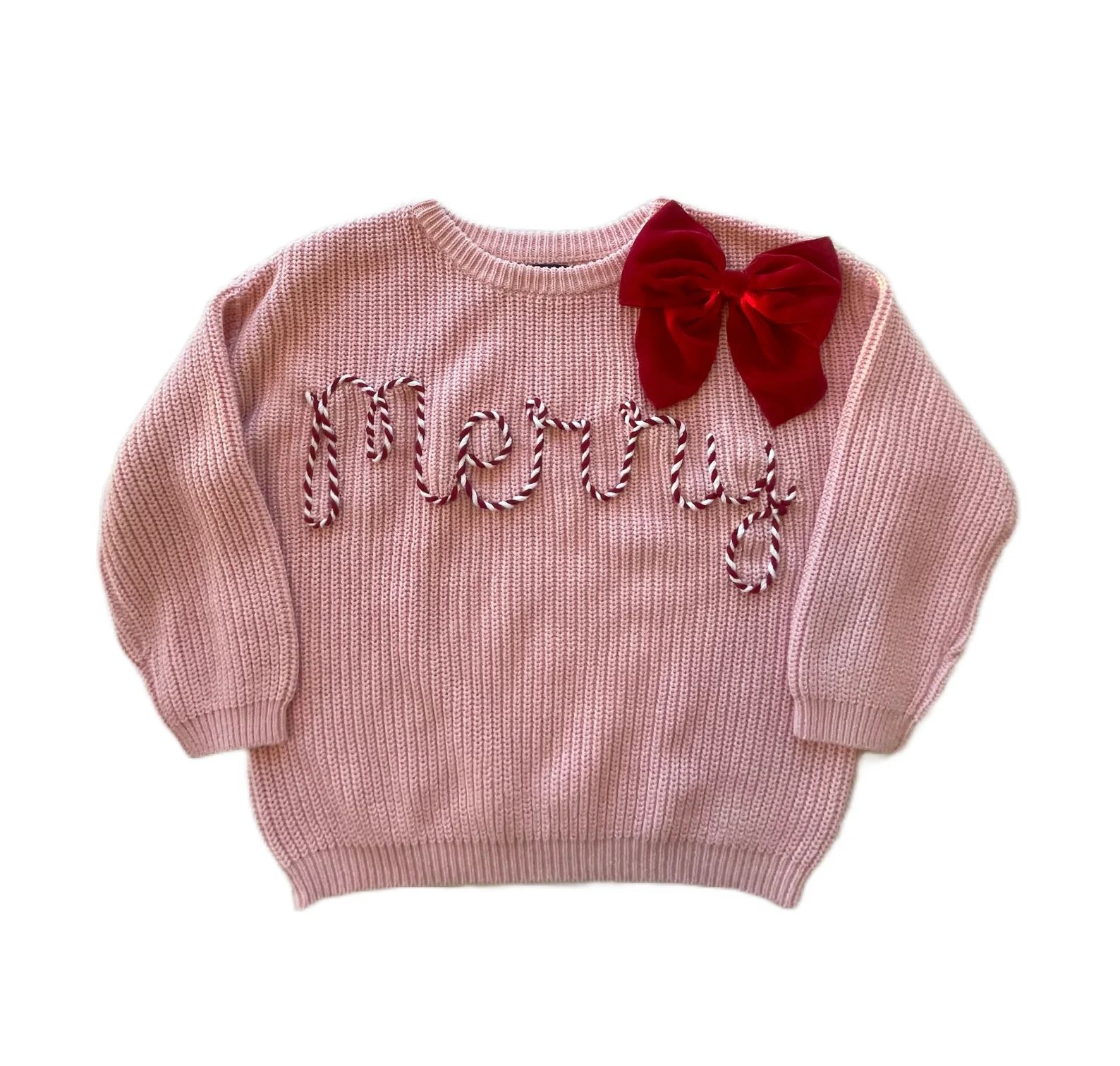 100% Organic Cotton MERRY Candy Cane Sweater for Kids