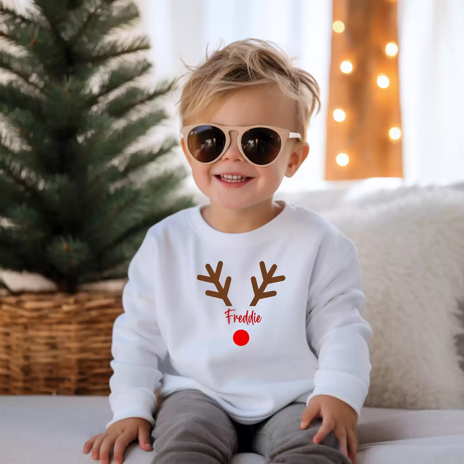 Personalised Kid's Christmas Reindeer Jumper