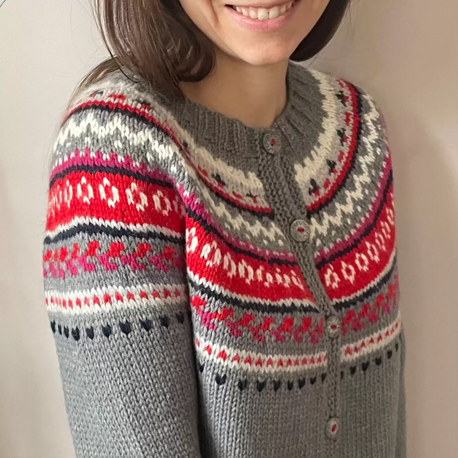 Icelandic winter women cardigan, Fair Isle sweater, Nordic Merino wool cardigan